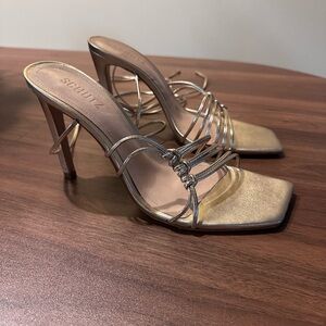 SCHUTZ Metallic Strappy Heels